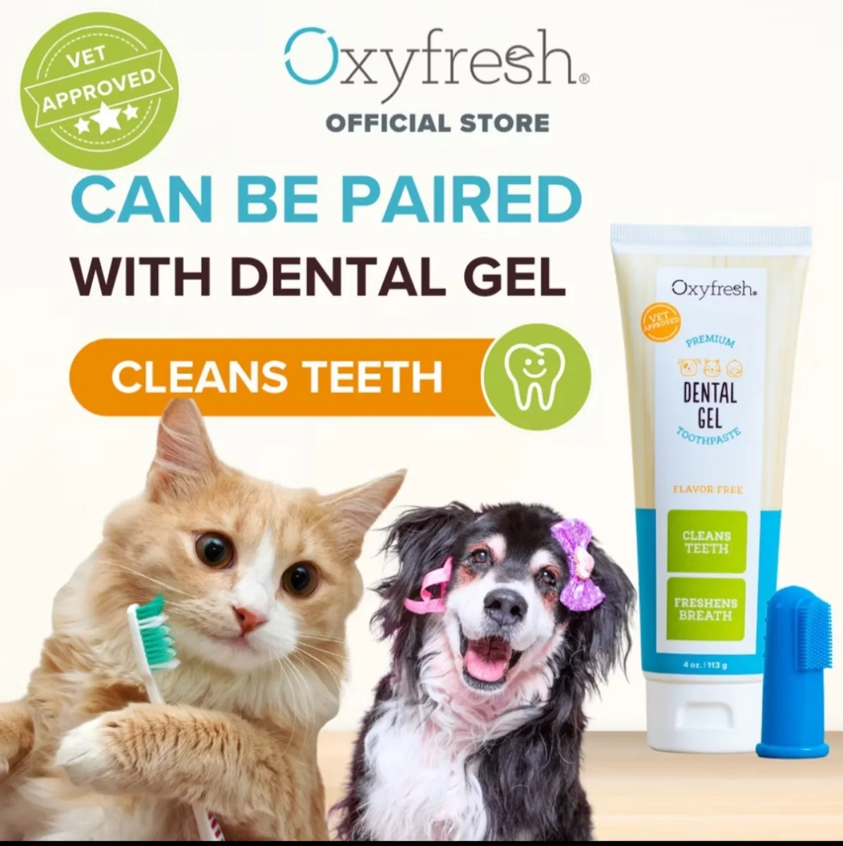 خمیر دندان سگ و گربه اکسیفرش (Oxyfresh Pet Dental Gel)